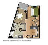 Floor plan for 1 bed, 1 bath, 706 sqft